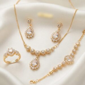 Zircon Combo Jewelry Set for Women – Necklace, Earrings, Bracelet & Ring | Jewellery Circle